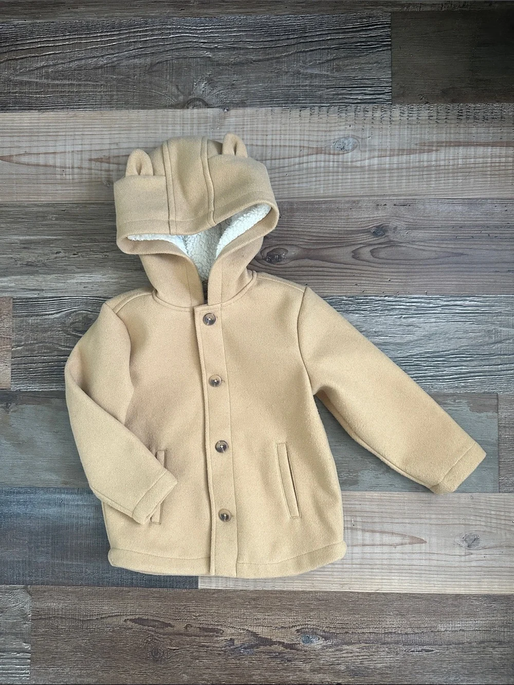 Old Navy Kids' Tan Hooded Pea Coat with Ear Details